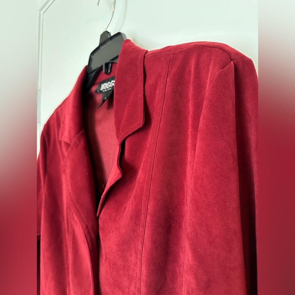 Vintage Briggs Red Faux Suede Shacket Coat Y2K Retro Oversized Blazer Size M - Picture 4 of 10
